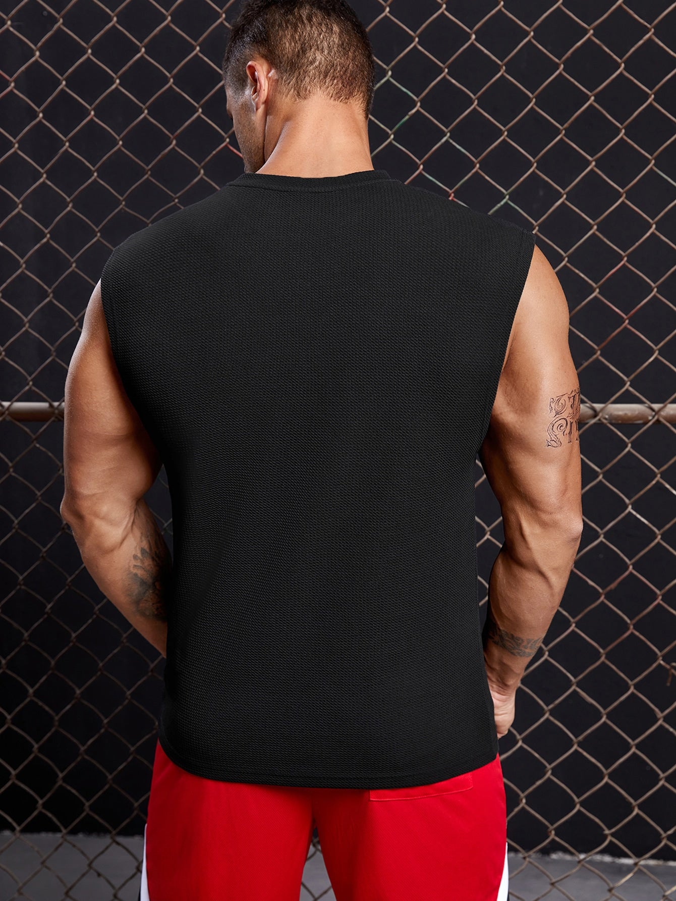 Men's Relaxed round neck tank top |Black| summer essential|