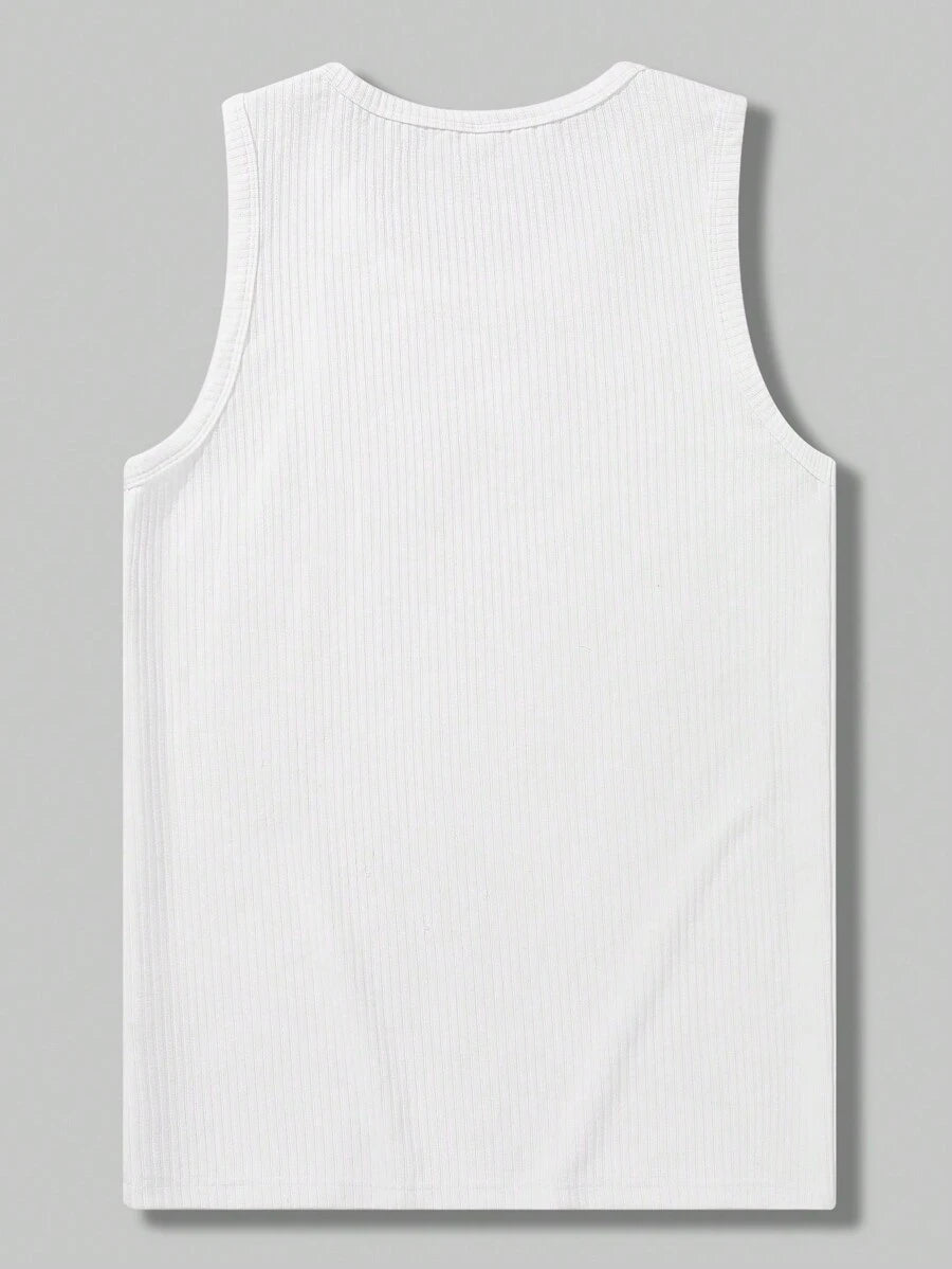 Men Solid Crew Neck Vest with structured hem