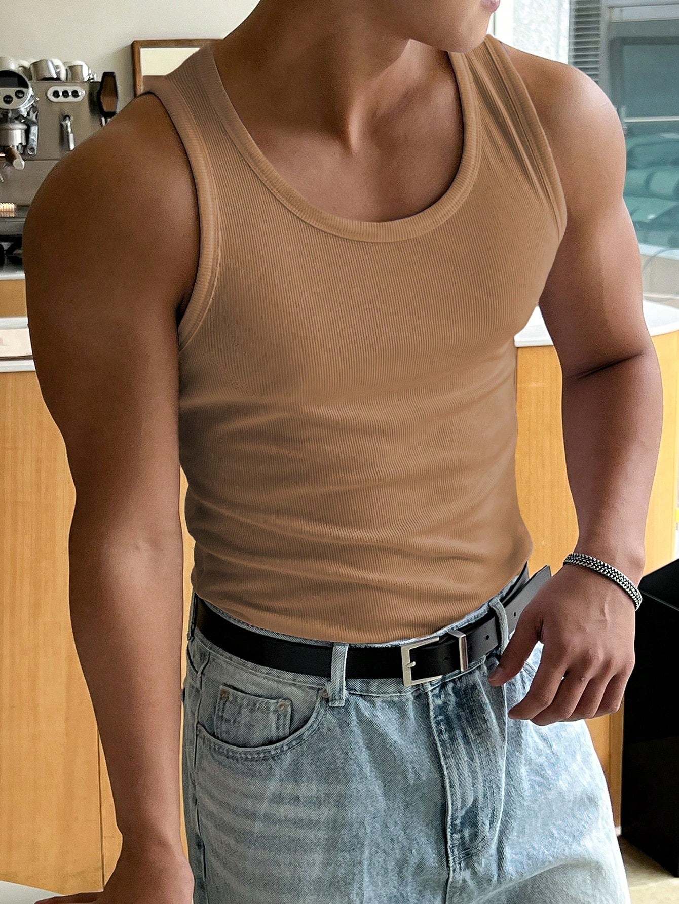 Versatile basic Men's tank top | Apricot |