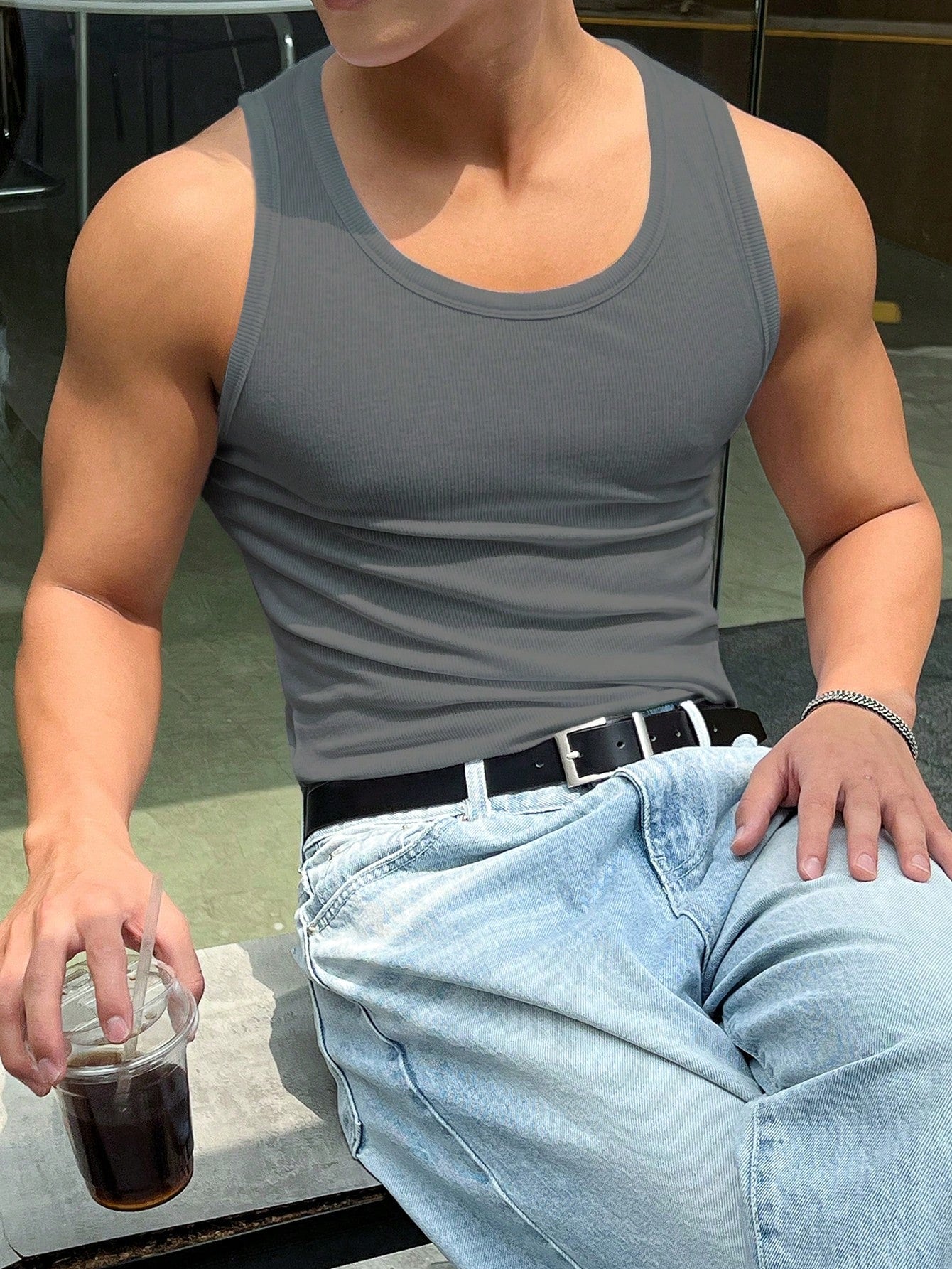 Versatile basic Men's tank top | Light Grey|