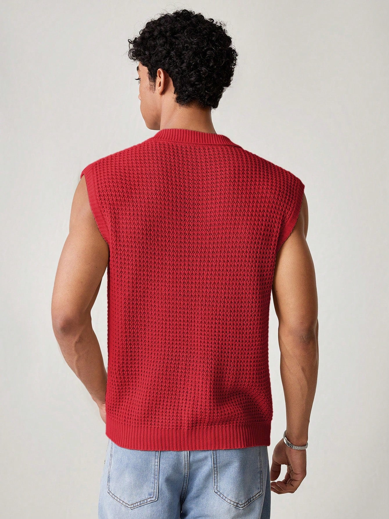 Men's Red collared V neck tank top |summer essential|