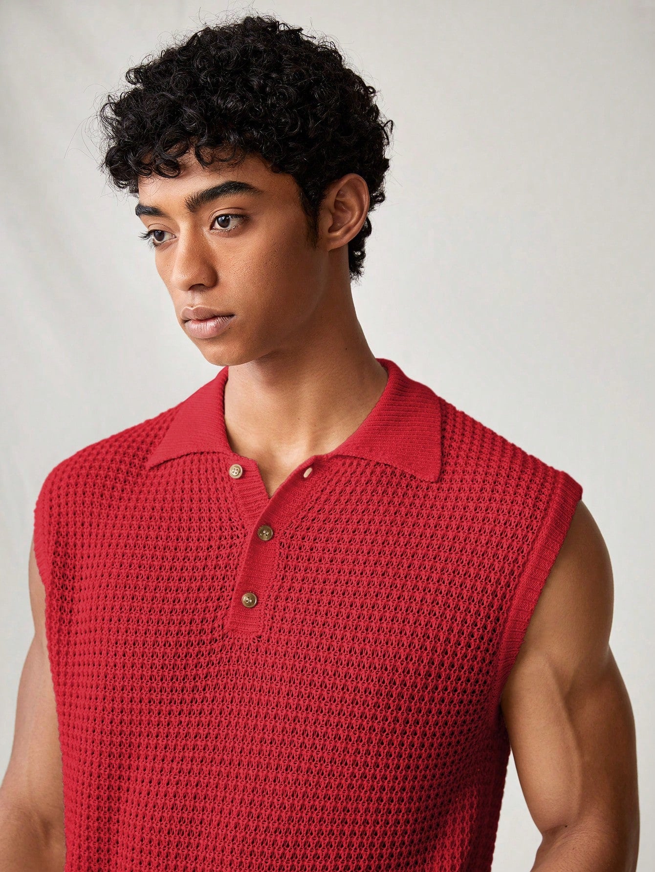 Men's Red collared V neck tank top |summer essential|