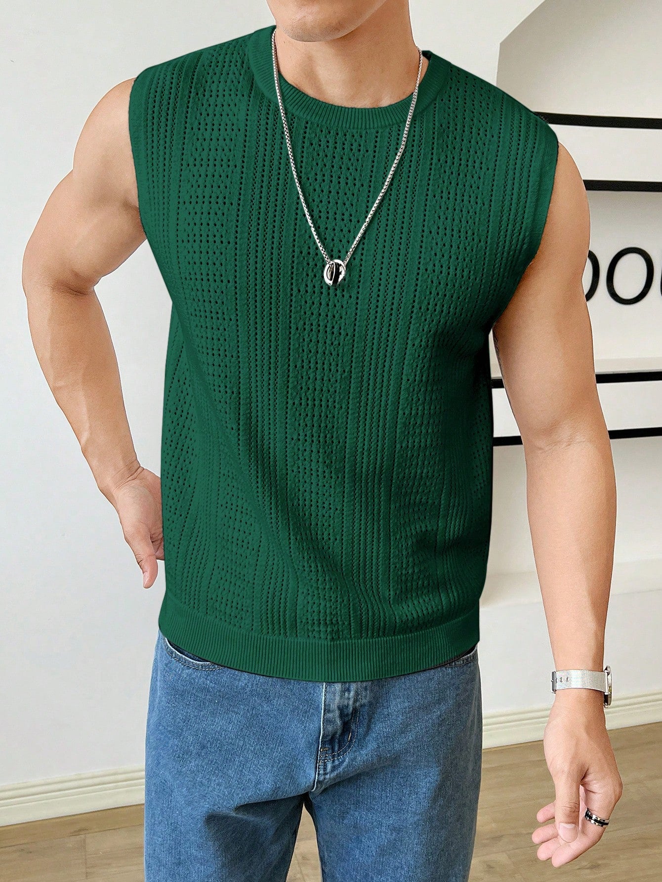 Trendy patterned men's tank top| Green| premium quality |