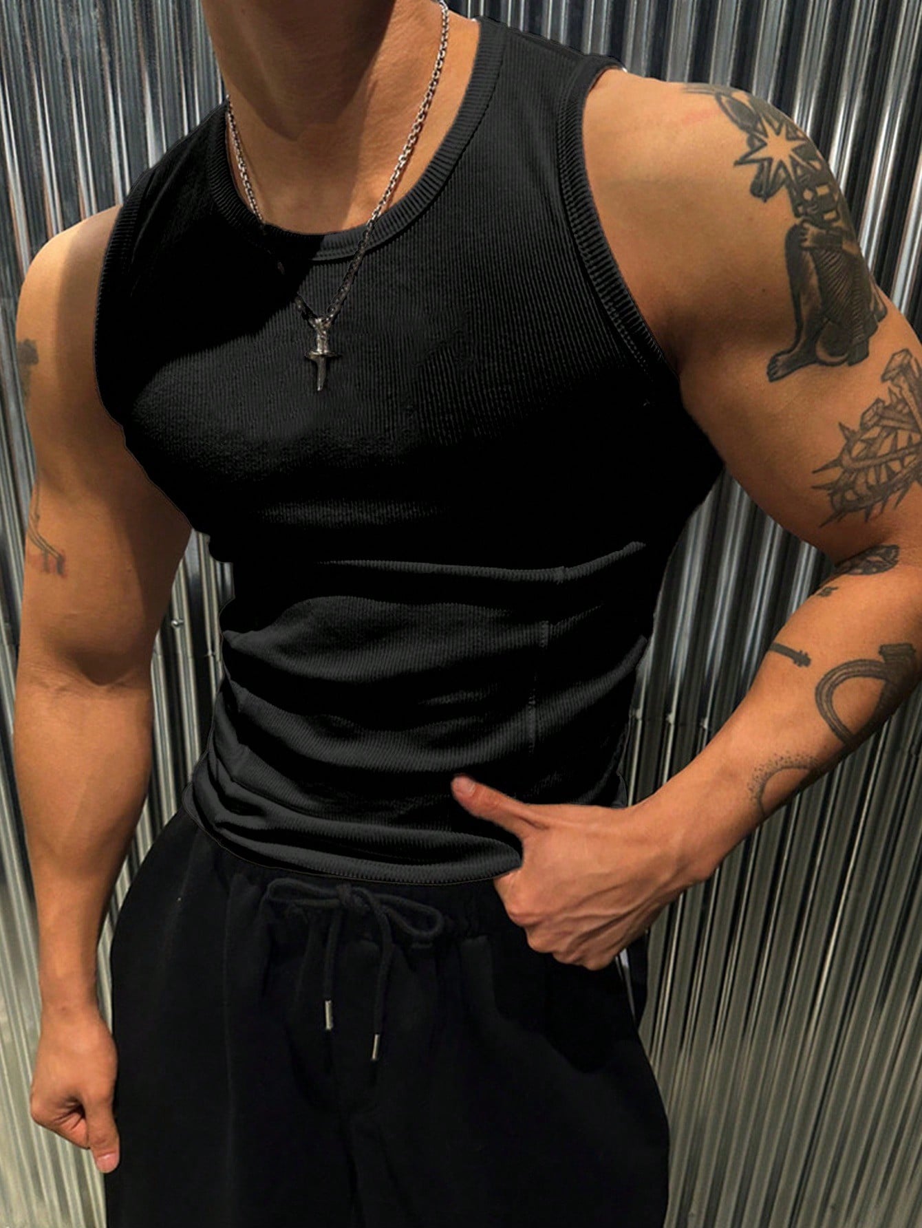 Men's basic tank top | Black |