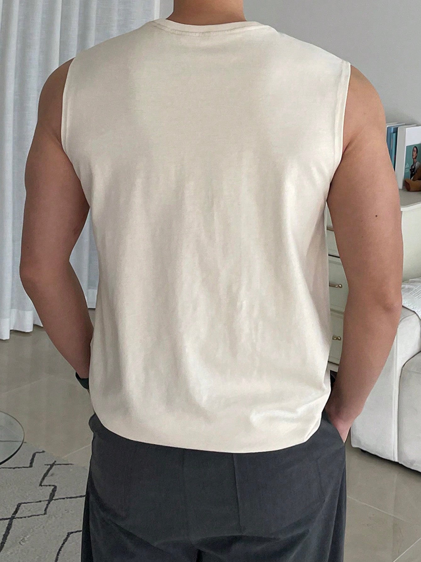 Men's White round neck relaxed tank top |summer essential|
