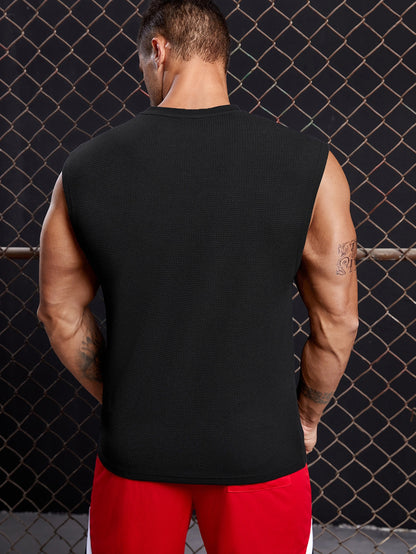 Men's Relaxed round neck tank top |Black| summer essential|