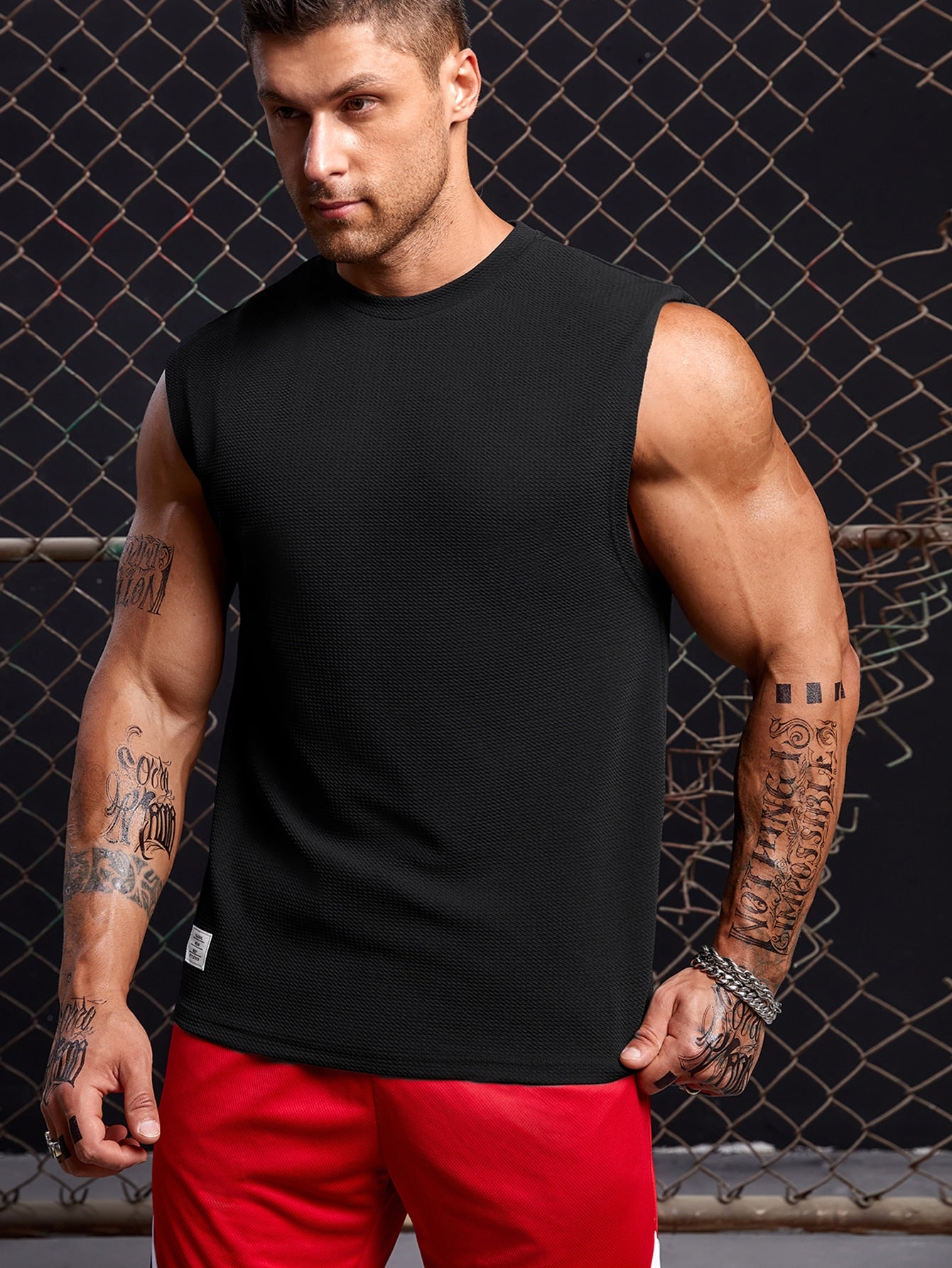 Men's Relaxed round neck tank top |Black| summer essential|