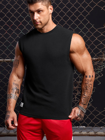 Men's Relaxed round neck tank top |Black| summer essential|