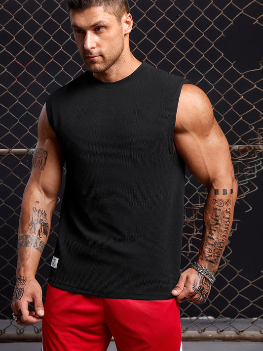 Men's Relaxed round neck tank top |Black| summer essential|