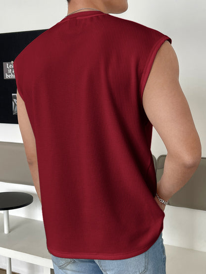 Men's Relaxed round neck tank top |Burgundy | summer essential|