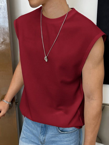 Men's Relaxed round neck tank top |Burgundy | summer essential|