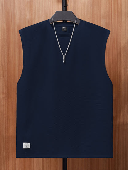 Men's Relaxed round neck tank top | Navy blue | summer essential|