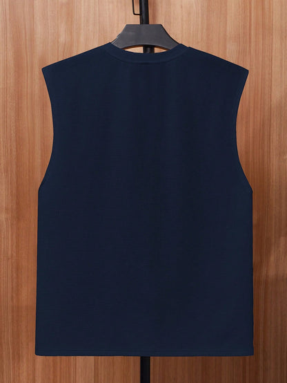 Men's Relaxed round neck tank top | Navy blue | summer essential|