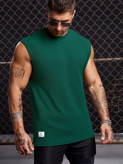 Men's Relaxed round neck tank top |Dark green| summer essential|