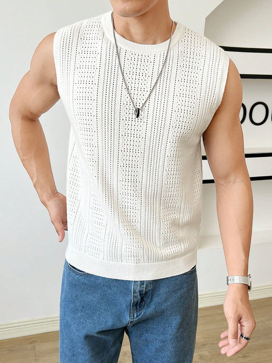 Trendy patterned men's tank top| white | premium quality |