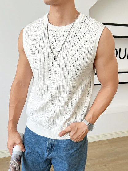 Trendy patterned men's tank top| white | premium quality |