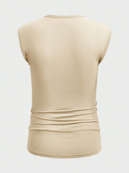 Summer essential men's buttoned tank top| apricot|