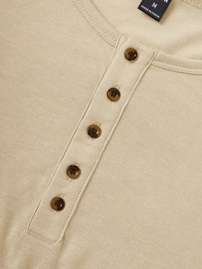 Summer essential men's buttoned tank top| apricot|