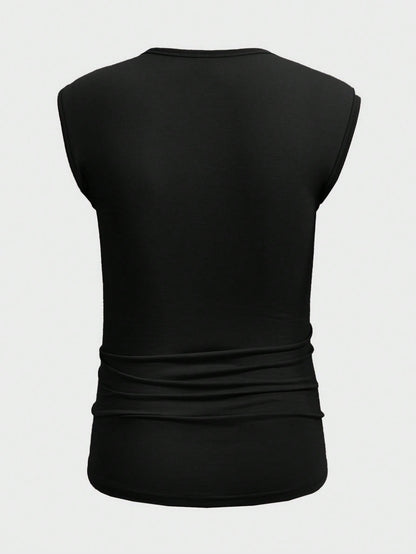 Summer essential men's buttoned tank top |Black|