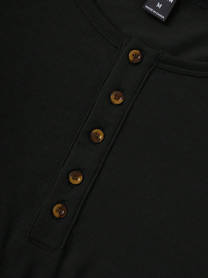 Summer essential men's buttoned tank top |Black|