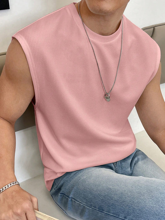 Men's Relaxed round neck tank top |Dusty pink | summer essential|