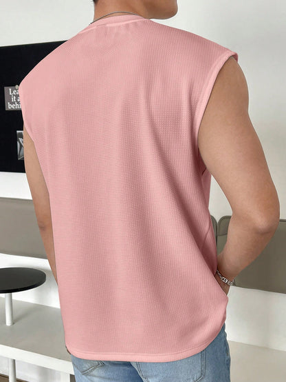 Men's Relaxed round neck tank top |Dusty pink | summer essential|