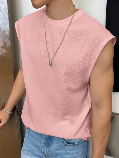 Men's Relaxed round neck tank top |Dusty pink | summer essential|