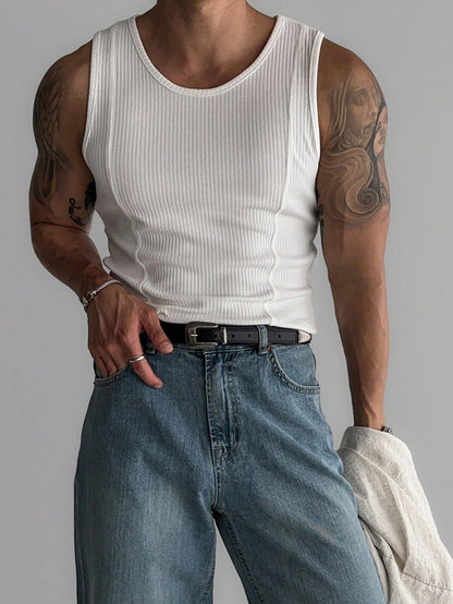 Men's body fit tank top with hem |summer essential| white |