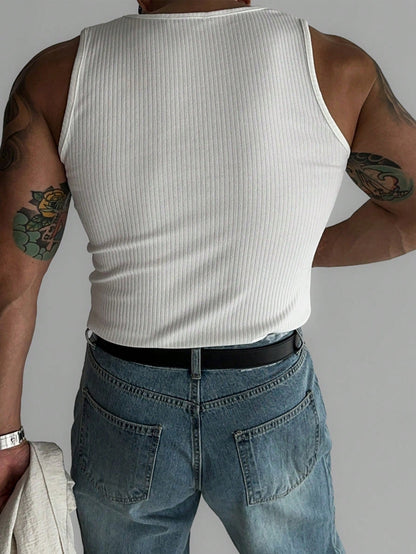 Men's body fit tank top with hem |summer essential| white |
