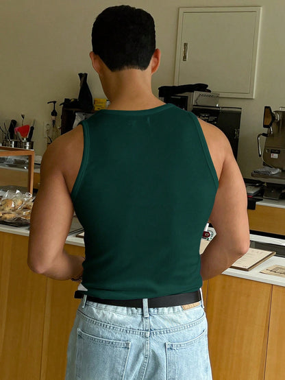 Versatile basic Men's tank top | Dark green|