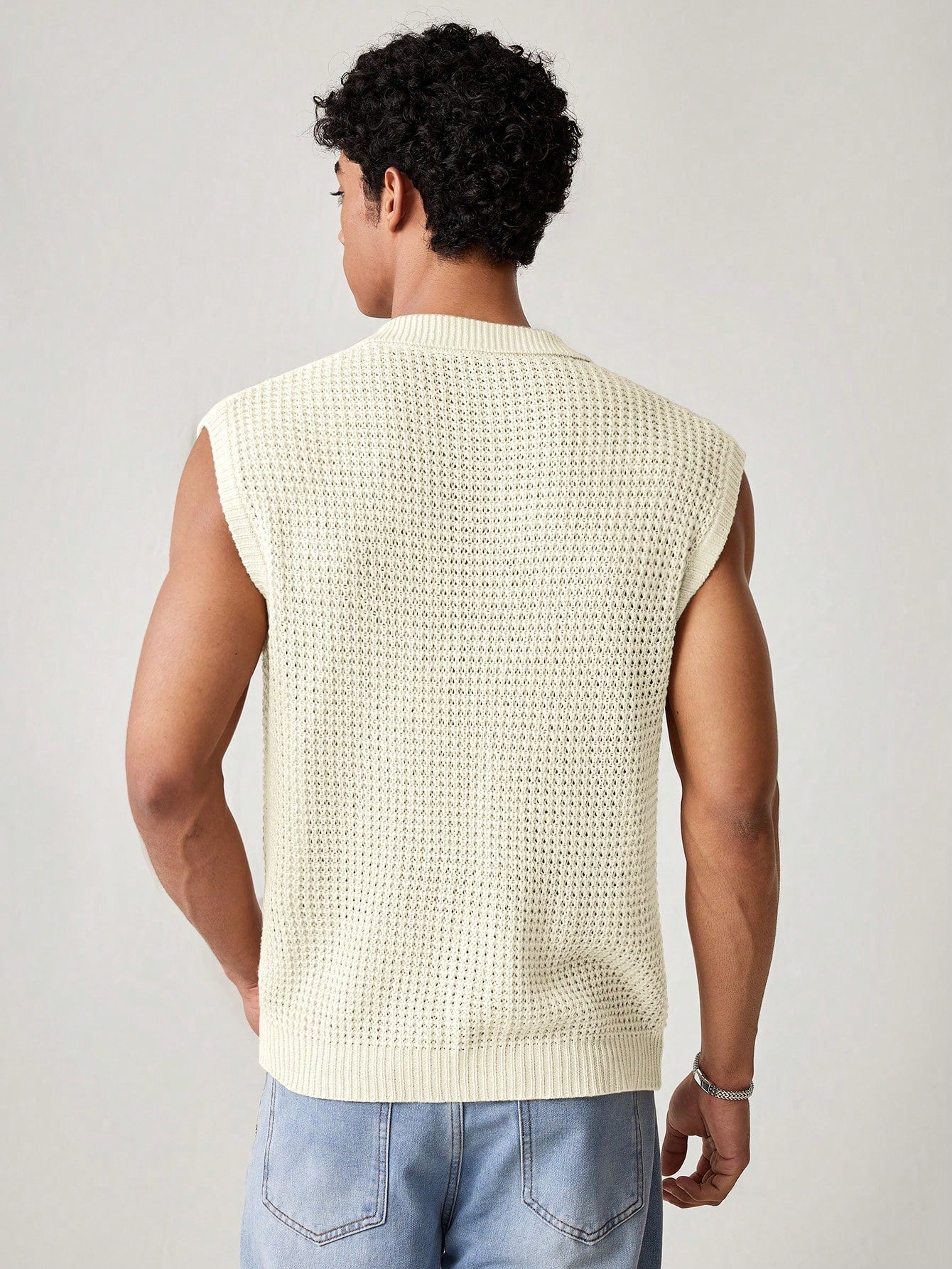 Men's White collared V neck tank top |summer essential|