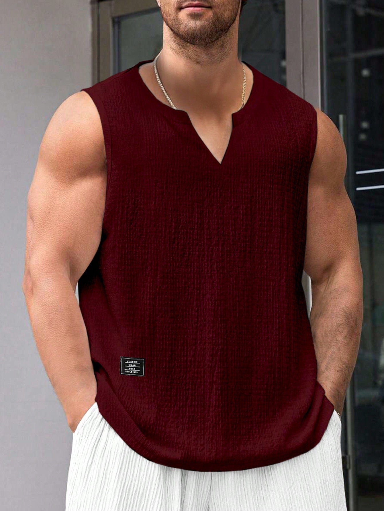 Comfortable Men's Burgundy tank top |summer essential|