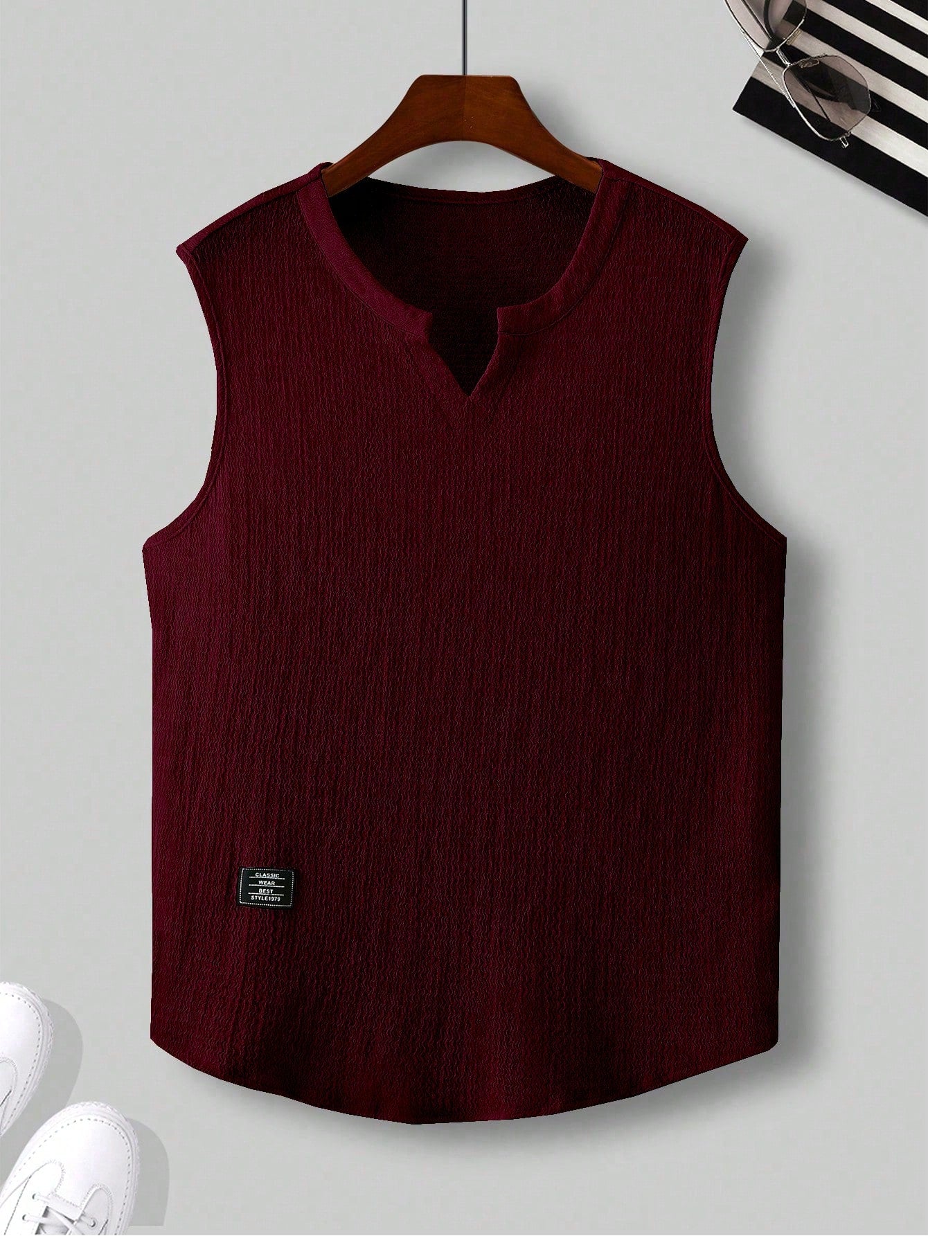 Comfortable Men's Burgundy tank top |summer essential|