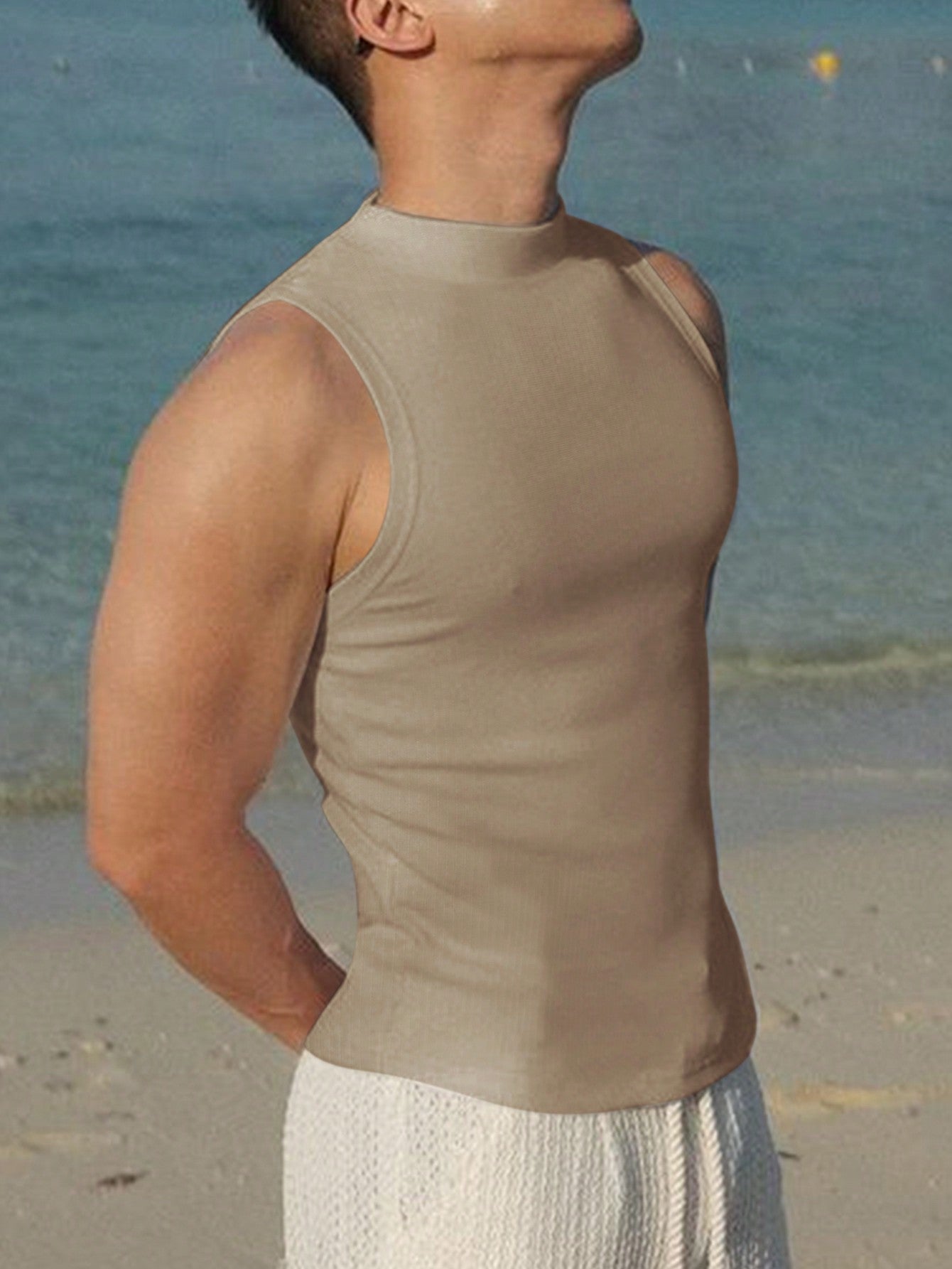 Stylish Men's tank top | KHAKI |
