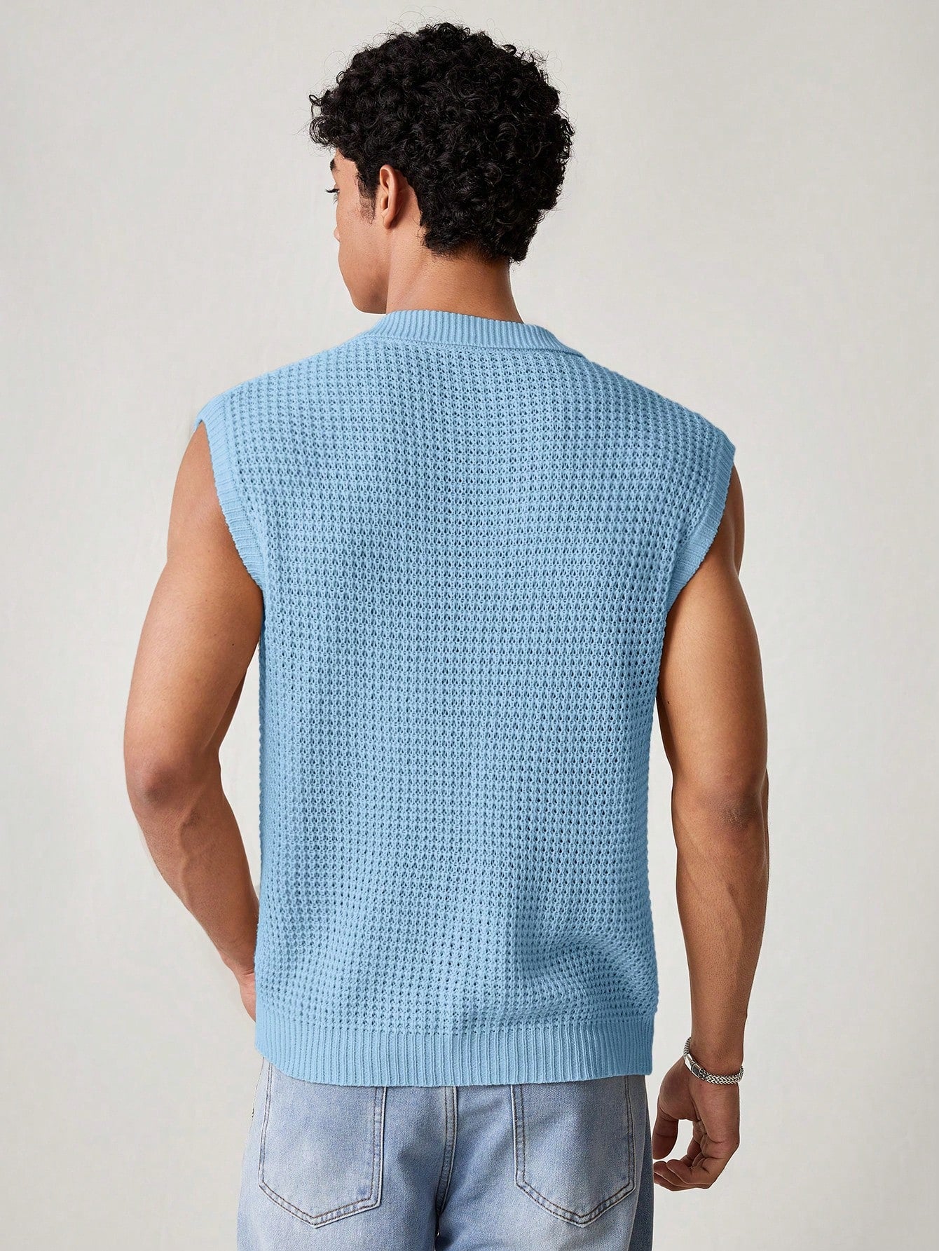 Men's Blue collared V neck tank top |summer essential|