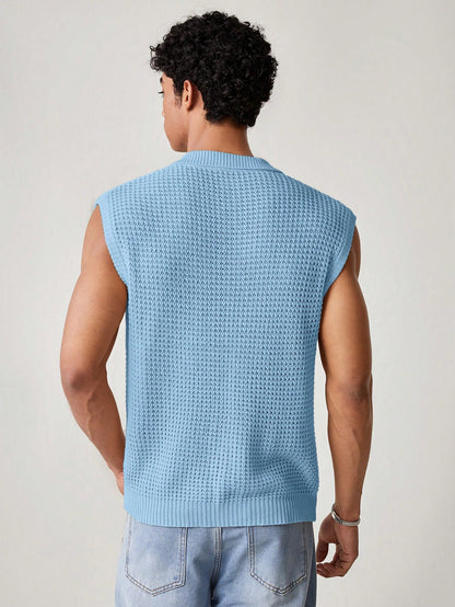 Men's Blue collared V neck tank top |summer essential|