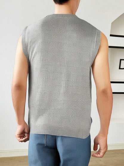 Versatile patterned men's tank top| Grey |
