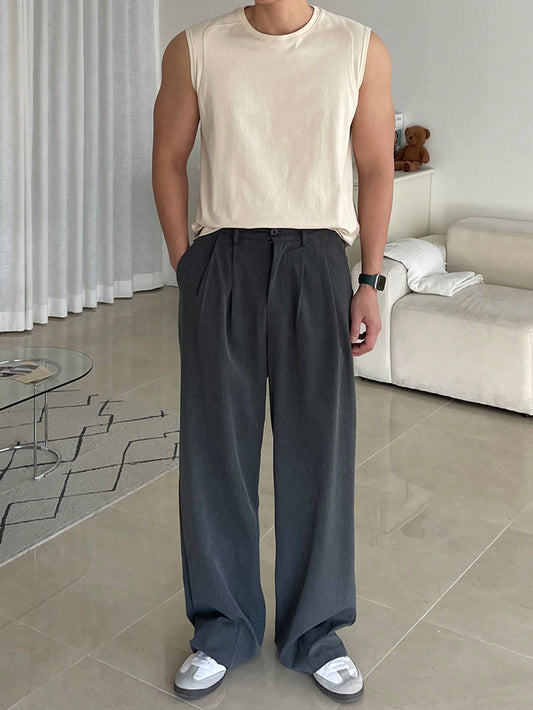Men's White round neck relaxed tank top |summer essential|