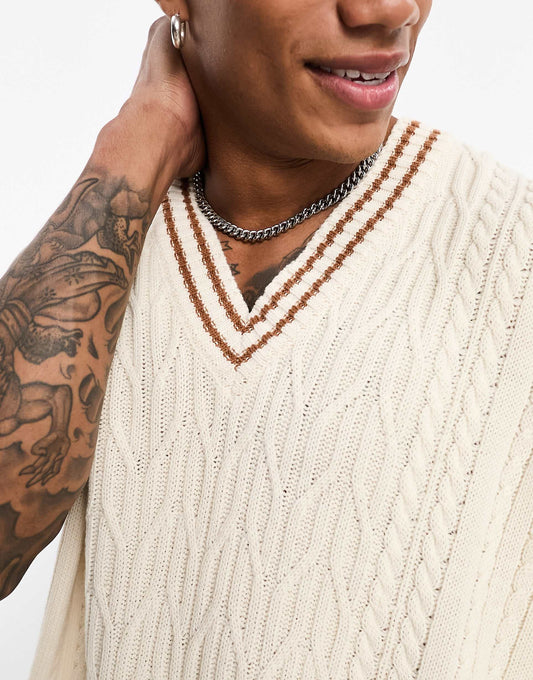 Designer Beige V Neck Vest | Summer essential | Crochet vest |