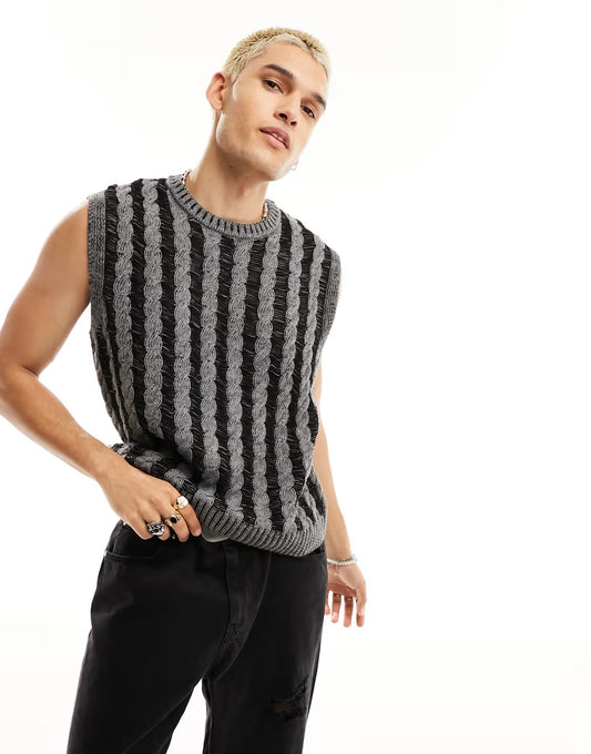 Black and grey crochet Designer Vest | Summer essential |