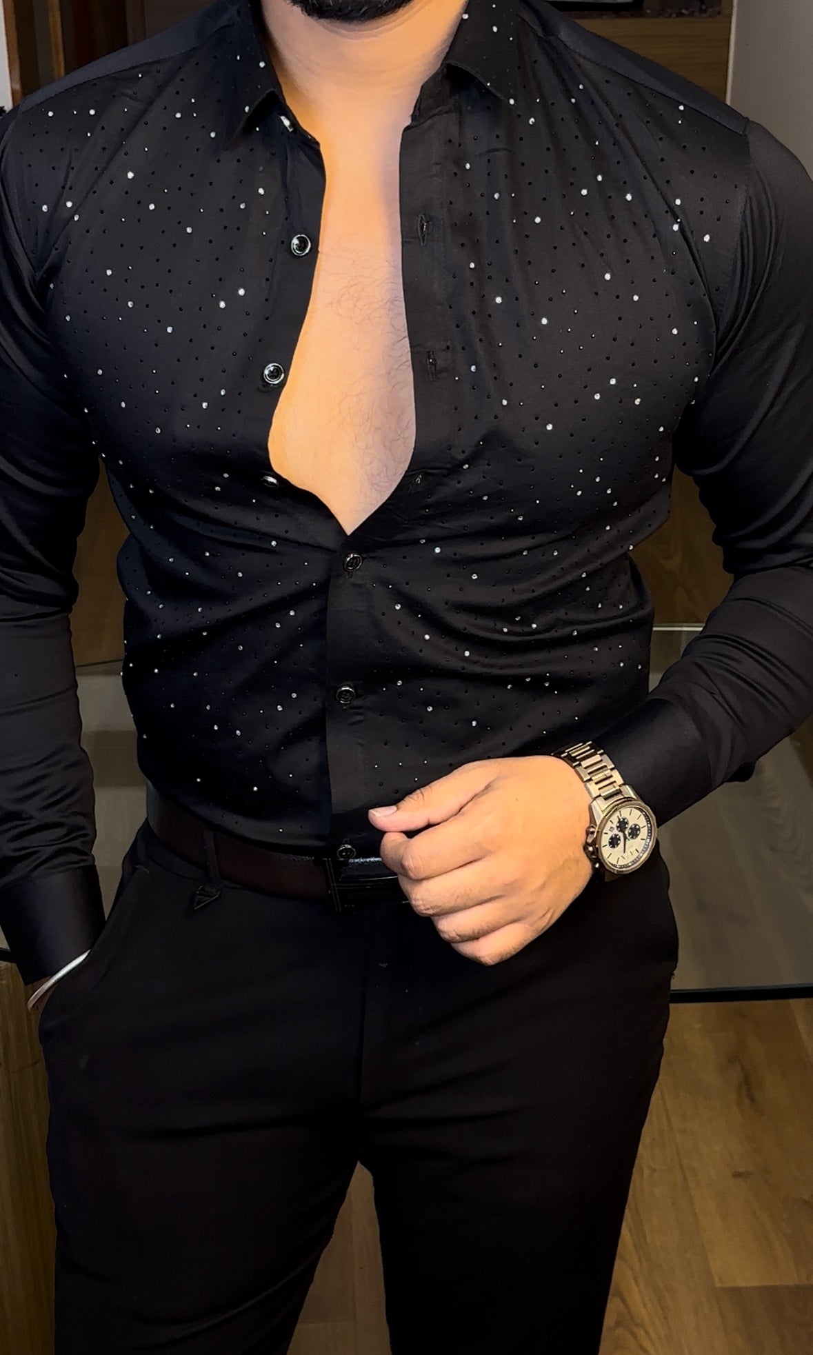 AllSTUD Giza Cotton Lycra Shirt - Black