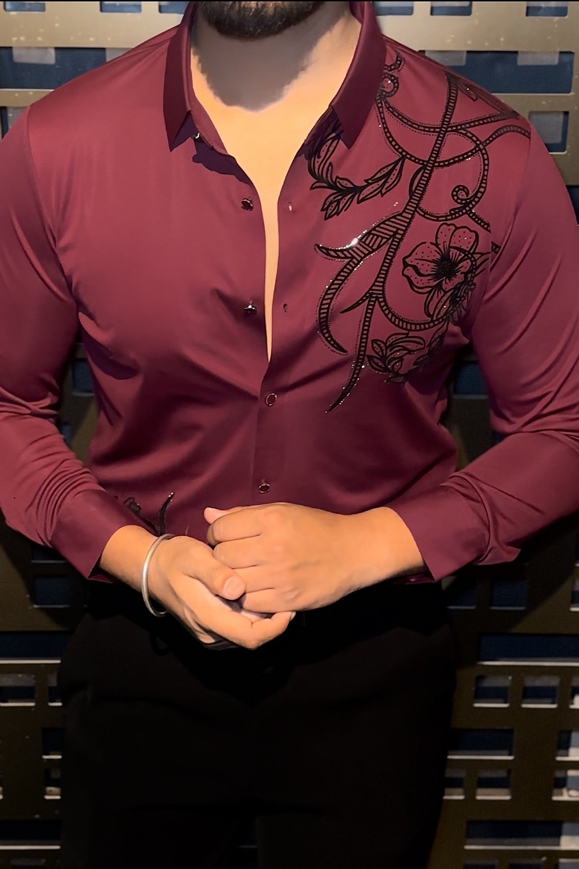 Barcelona Blossom Jacquard Shirt - WINE