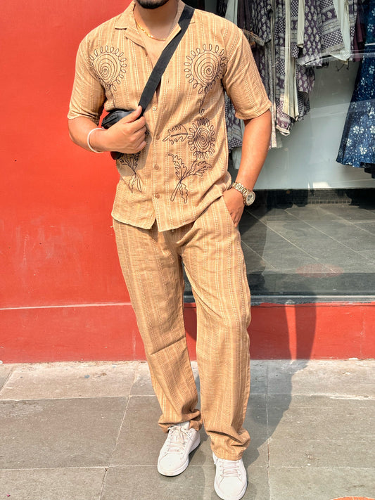 Yo Yo Linen Textured Coord set - BROWN