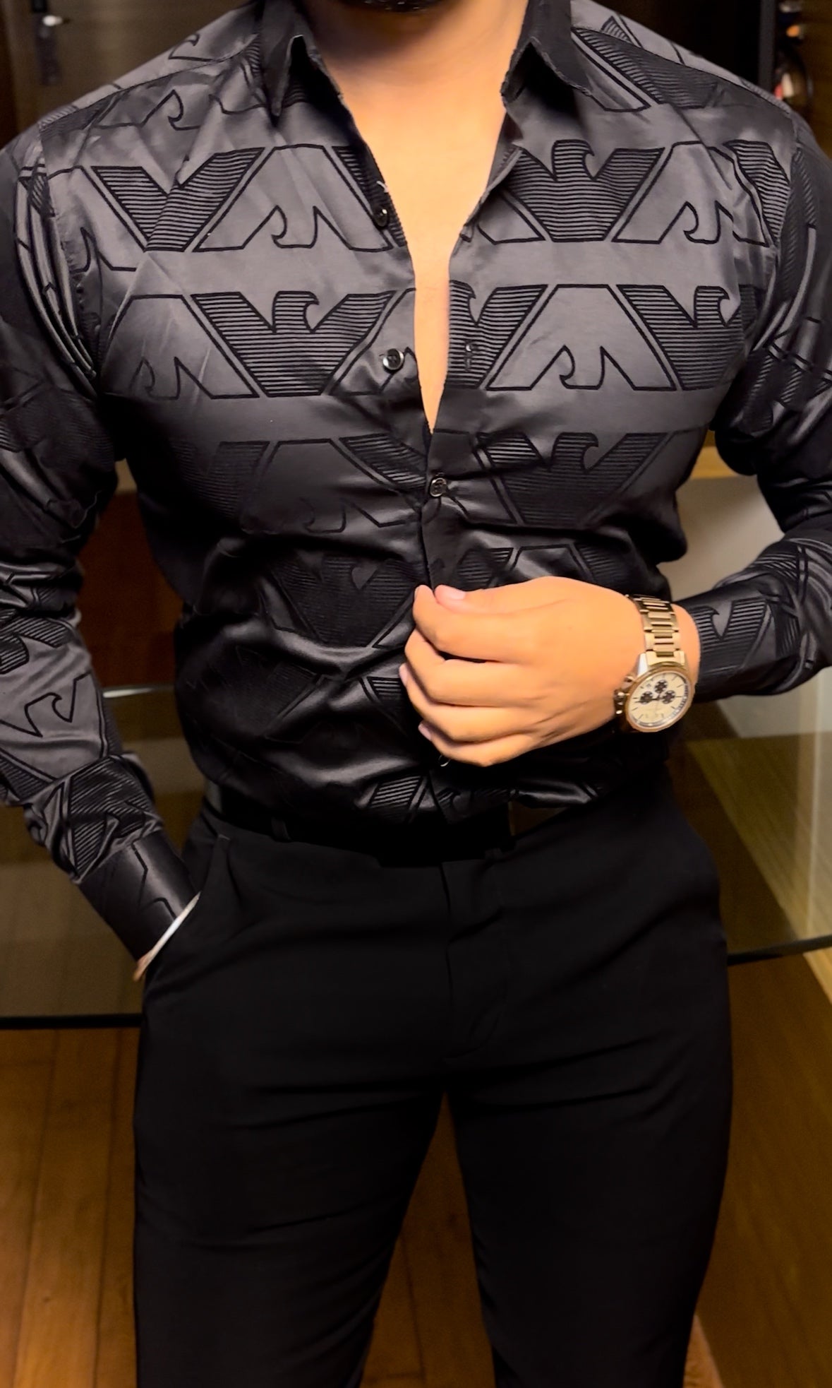 Arman Jacquard Shirt - Black