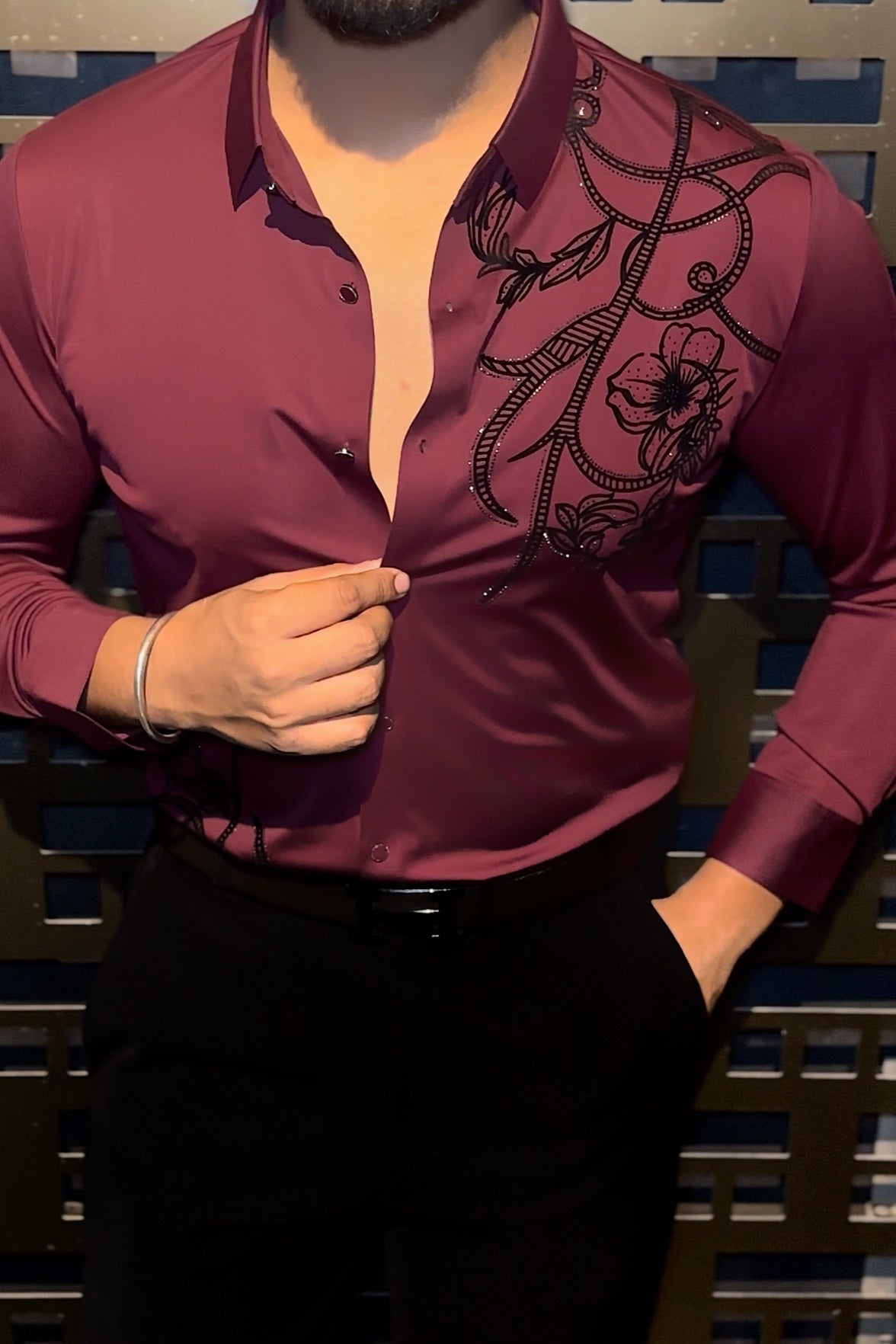 Barcelona Blossom Jacquard Shirt - WINE