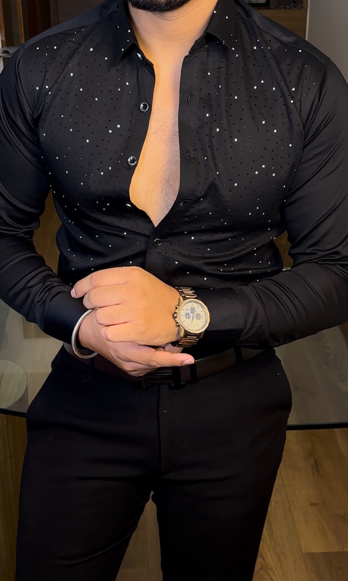 AllSTUD Giza Cotton Lycra Shirt - Black