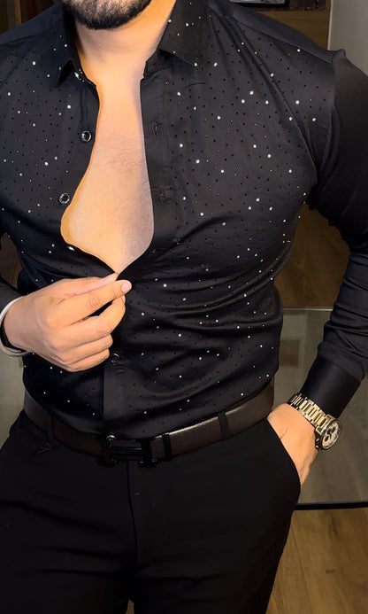 AllSTUD Giza Cotton Lycra Shirt - Black