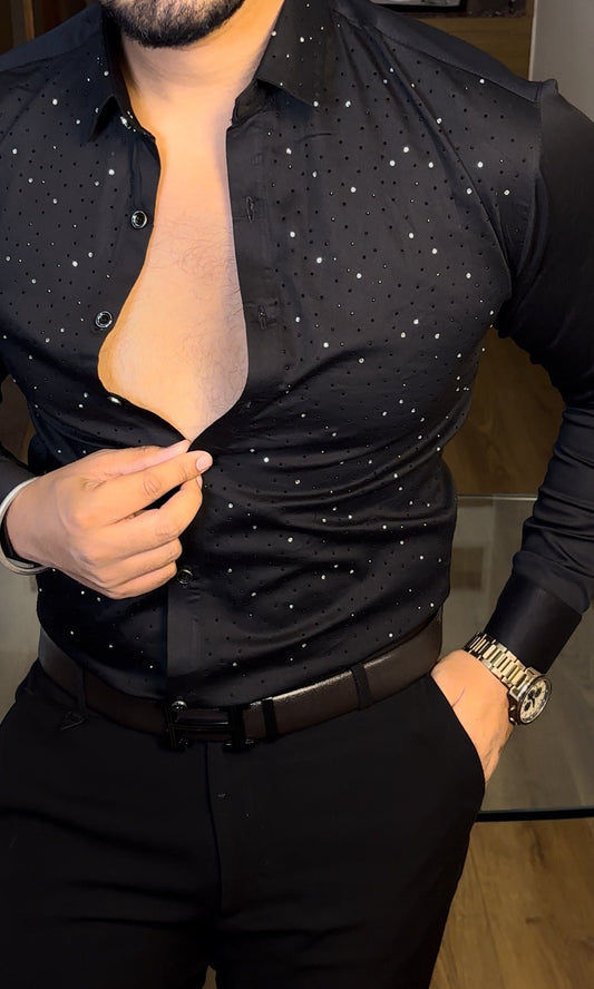 AllSTUD Giza Cotton Lycra Shirt - Black