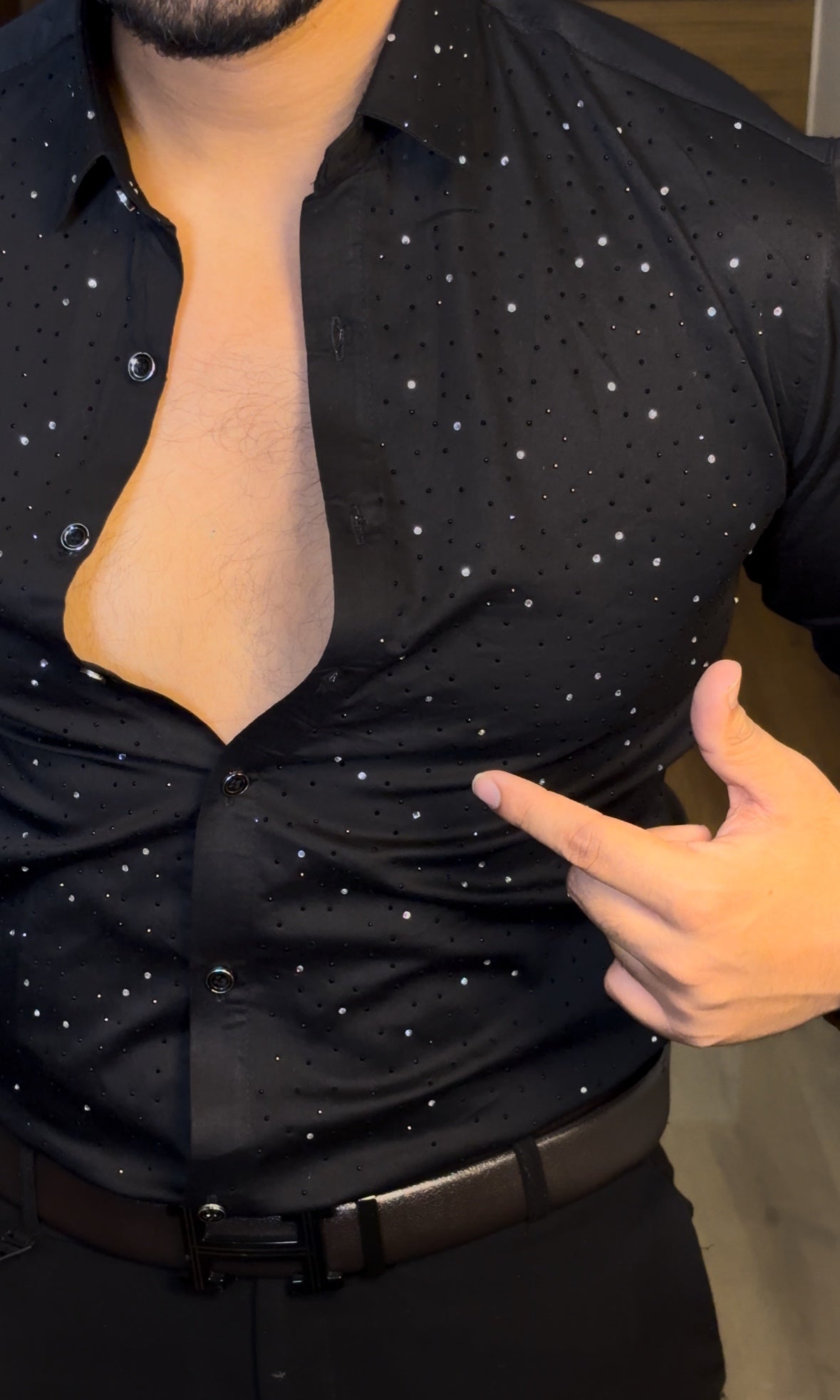 AllSTUD Giza Cotton Lycra Shirt - Black