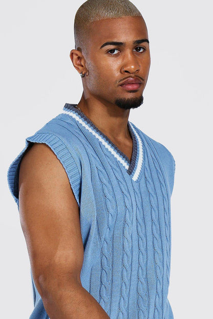 Ocean Knit patterned vest | Summer essential | Blue |